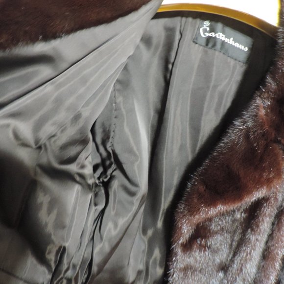 GARTENHAUS Vintage Genuine Real Ranch Dark Mahogany Mink Fur Coat Jacket sz M - Picture 2 of 13